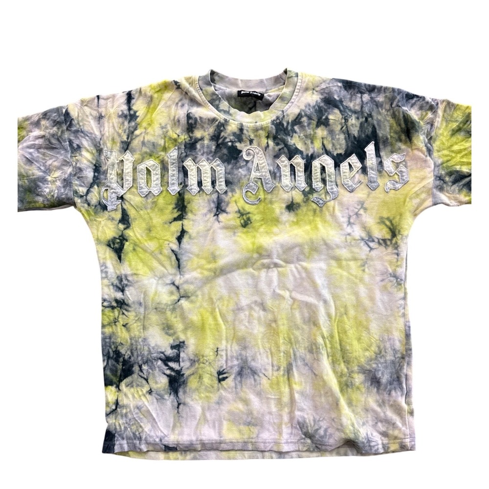 Palm Angels Spell Out Big Logo Tee Size XL Tie Dye Streetwear Short Sleeve‎
